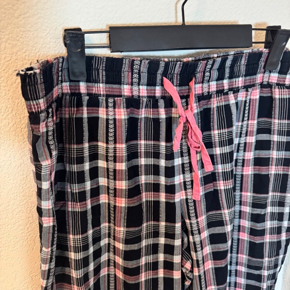 Treasures & Co Plaid Pajama Pants Women's Medium‎ Black Pink Drawstring - Picture 4 of 4